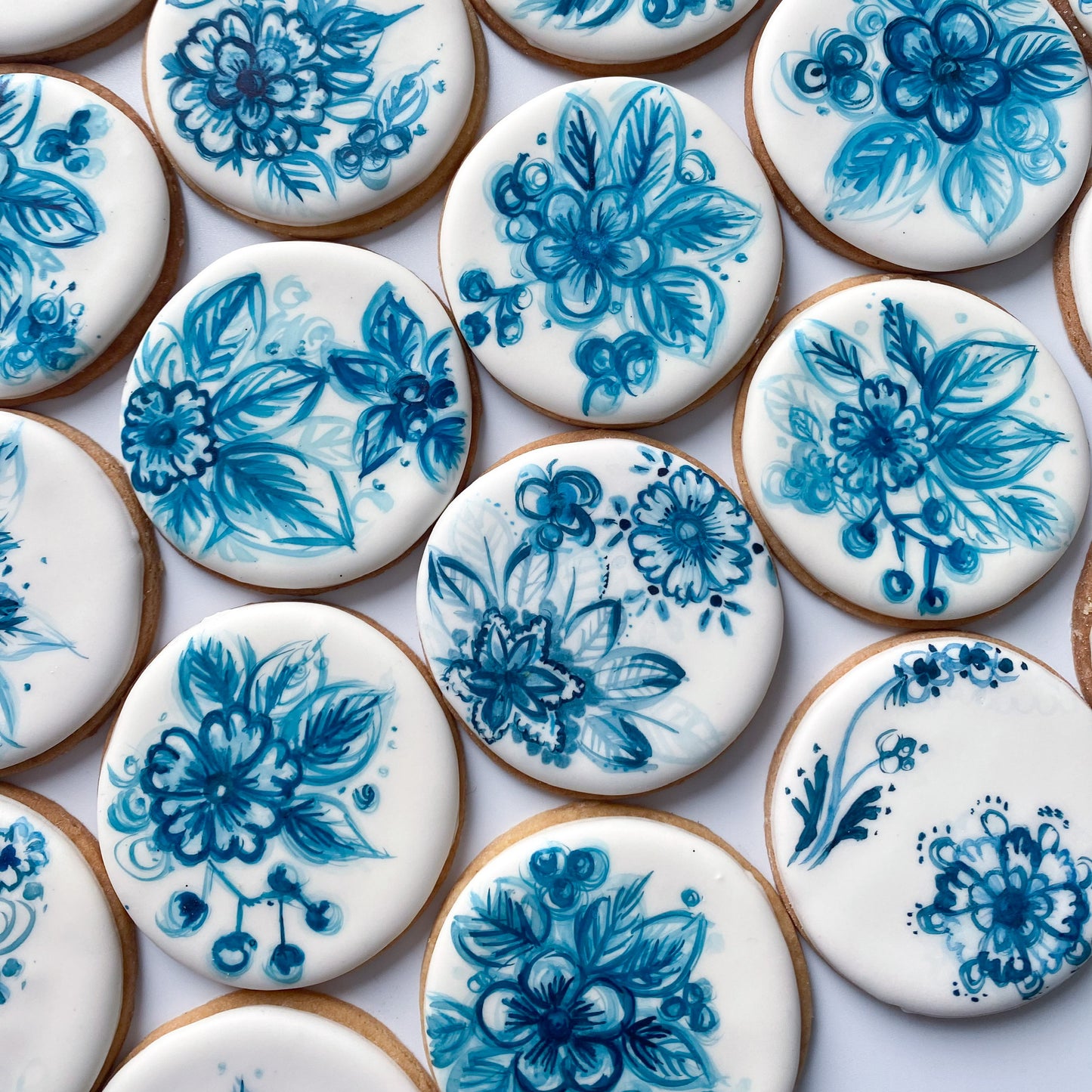 Hand-Painted Blue & White Biscuits