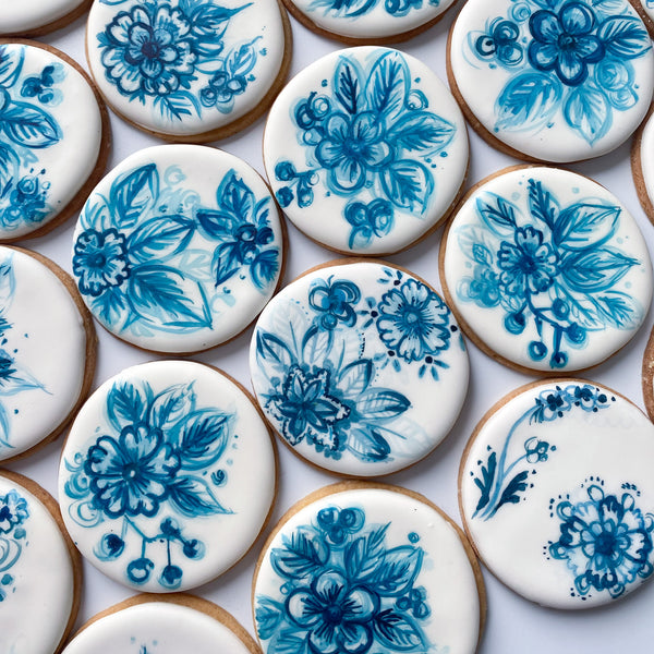 Hand-Painted Blue & White Biscuits